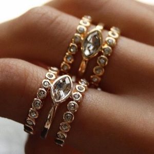 Luv AJ Marquise Diamond Disc Statement Ring